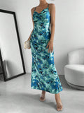 SHEIN Priv̩ Floral Print Draped Collar Cami Dress