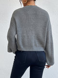 SHEIN Privé Lace Up Front Drop Shoulder Sweater