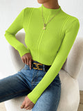SHEIN Privé Mock Neck Cable Knit Crop Sweater