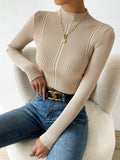 SHEIN Priv̩ Mock Neck Cable Knit Crop Sweater
