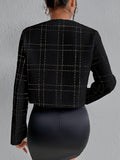 SHEIN Privé Plaid Pattern Button Front Overcoat
