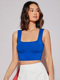 SHEIN Privé Ribbed Form-Fitting Cropped Tank Top