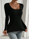 SHEIN Privé Scoop Neck Ribbed Knit Sweater