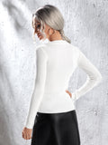 SHEIN Prive Solid Cut Out Sweater