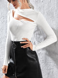 SHEIN Privé Solid Cut Out Sweater