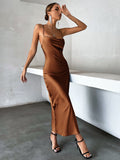 SHEIN Privé Solid Tie Backless Cami Dress