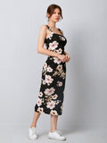 SHEIN Privé Split Hem Floral Bodycon Dress