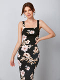 SHEIN Priv̩ Split Hem Floral Bodycon Dress