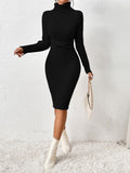SHEIN Privé Turtleneck Raglan Sleeve Twist Front Sweater Dress