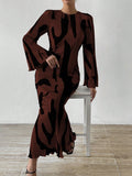 SHEIN Priv̩ Women's Full Printed Bell Sleeve Dress