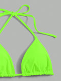 SHEIN Swim Summer Beach Solid Triangle Halter Bikini Set