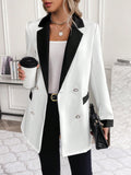 SHEIN Unity Contrast Panel Double Breasted Blazer