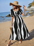 SHEIN VCAY Women'S Colorblock Printed Summer Dress
