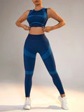 SHEIN Yoga Basic Color Block Elastic And Breathable Vest And Leggings Sports Set