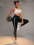 SHEIN Yoga Trendy Contrast Binding Sports Leggings