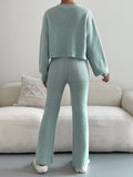 SHEIN Single Breasted Drop Shoulder Cardigan & Tie Front Knit Pants