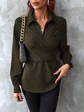 SHEIN Solid Wrap Front Shirt