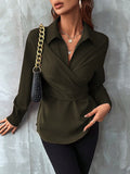 SHEIN Solid Wrap Front Shirt