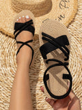 SHEIN Vacation Outdoors Flat Shoes for Women, Multi Strap EVA Open Toe Slingback Sandals