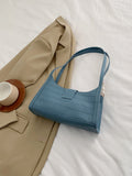 SHEIN Versatile Blue Crocodile Pattern Armpit Bag