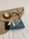 SHEIN Versatile Blue Crocodile Pattern Armpit Bag