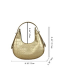 SHEIN Waterproof,Lightweight,Business Casual Metallic Crocodile Embossed Hobo Bag