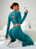 SHEIN Yoga Trendy Seamless Raglan Sleeve Sports Set