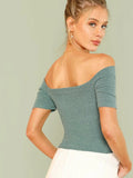 SHEIN Unity Ribbed Off-the-Shoulder Crisscross Top