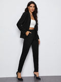  | SHEIN Felegant Shawl Collar Open Front Blazer and Slant Pocket Pants Set | Blazer | Shein | OneHub