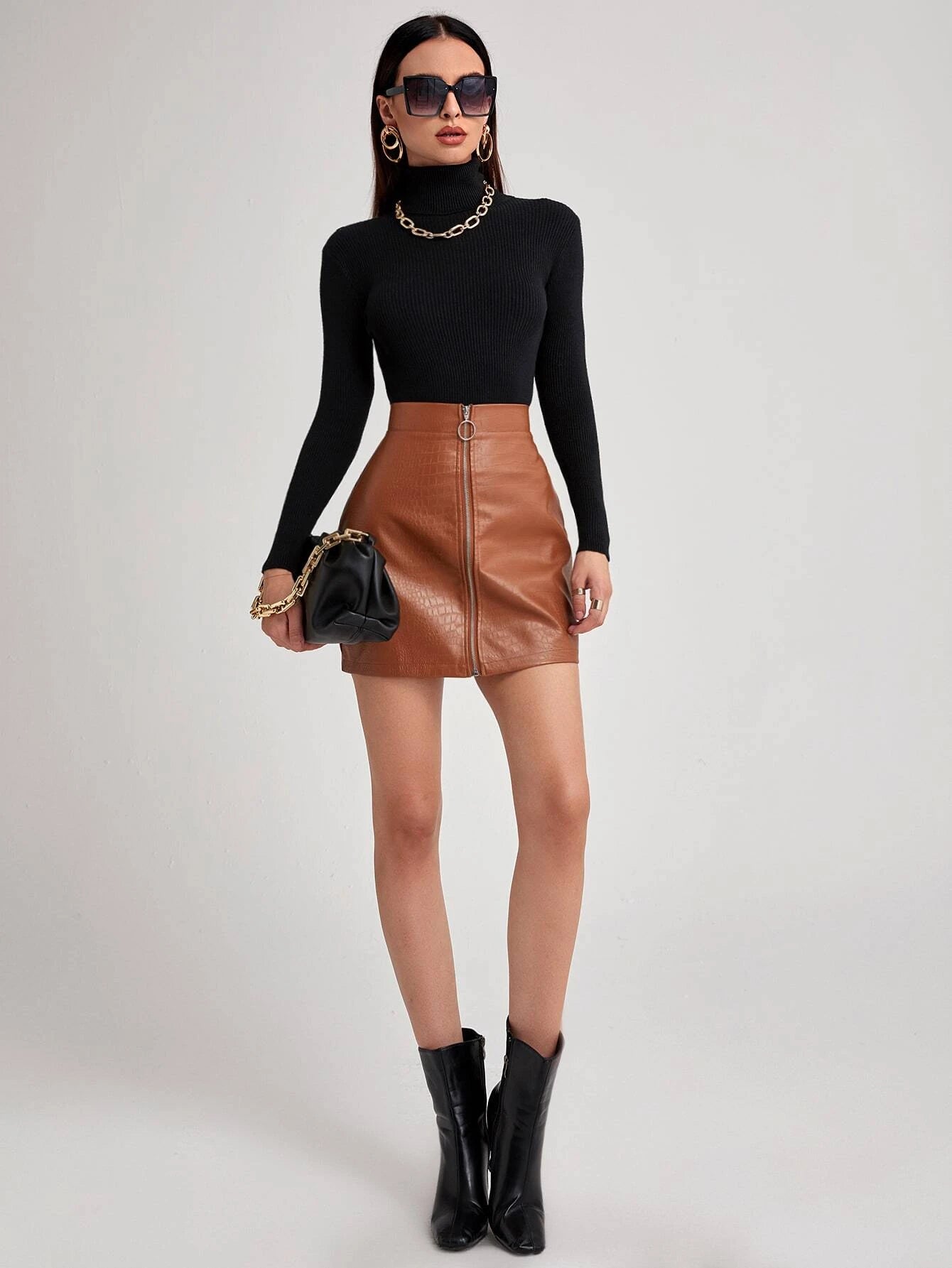 Shein Turtleneck Ribbed Knit Sweater