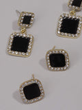 Shein 2pairs Rhinestone Decor Geo Earrings