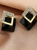 Shein Rhinestone Detail Square Earrings