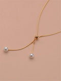 Shein Faux Pearl Decor Y Lariat Necklace