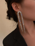 Shein Rhinestone Tassel Decor Drop Earrings