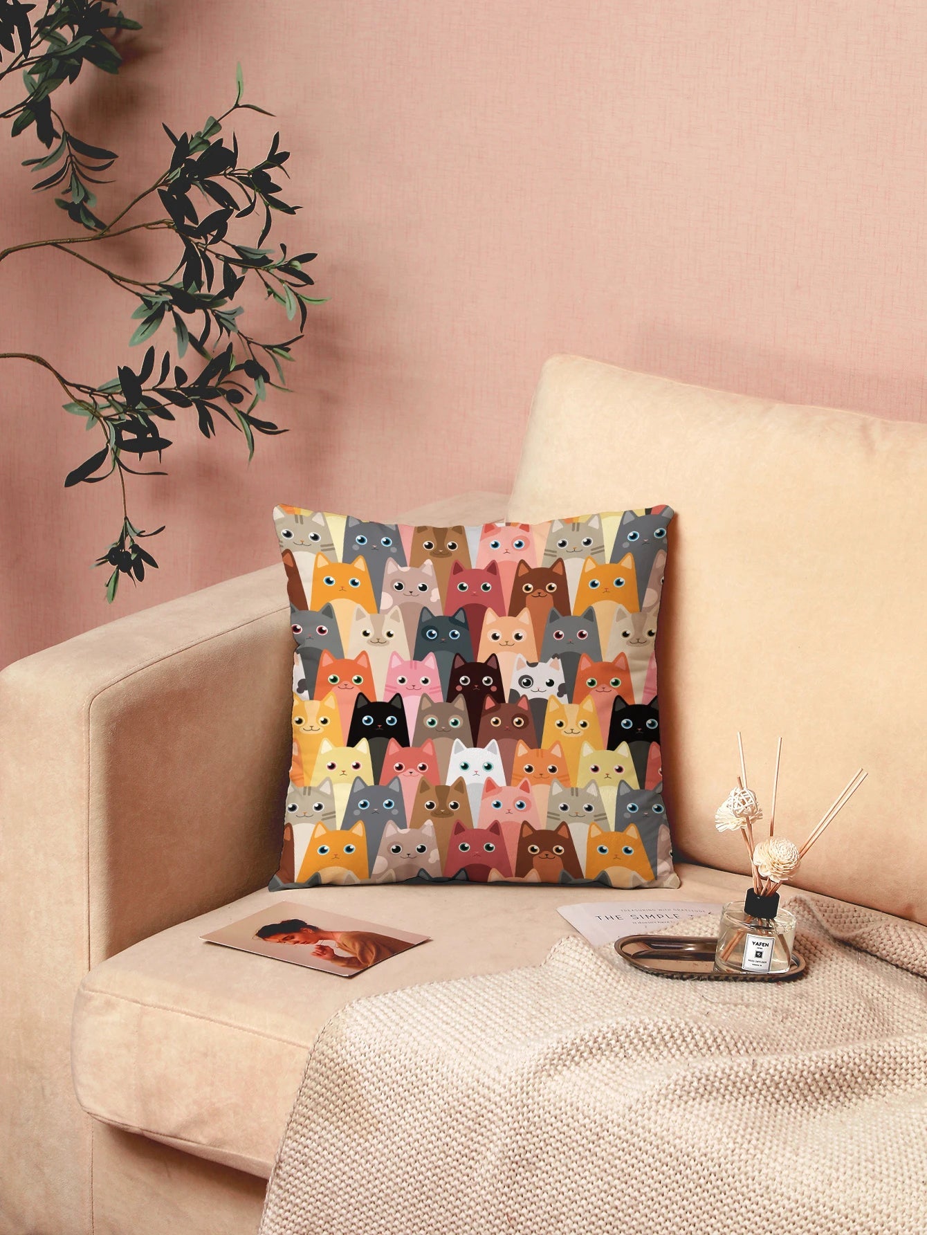  | Shein Cartoon Cat Print Cushion Cover Without Filler | Pillow Cover | Shein | OneHub