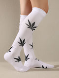  | Shein 1pair Leaf Pattern Over The Knee Socks | Socks | Shein | OneHub