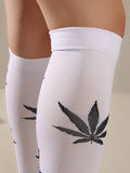 | Shein 1pair Leaf Pattern Over The Knee Socks | Socks | Shein | OneHub