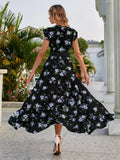 SHEIN All Over Floral Print High Low Hem A-line Dress