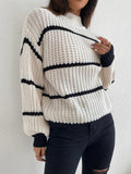  | SHEIN Striped Mock Neck Drop Shoulder Sweater | Sweater | Shein | OneHub