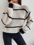  | SHEIN Striped Mock Neck Drop Shoulder Sweater | Sweater | Shein | OneHub