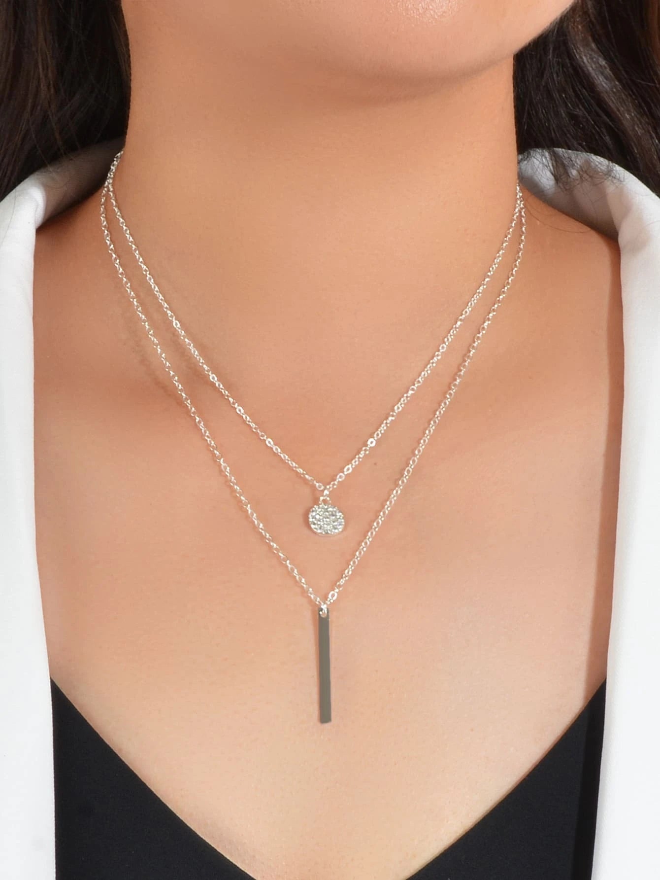 Shein Geometric Charm Layered Necklace