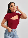SHEIN Unity Cutout Detail Solid Tee