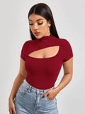 SHEIN Unity Cutout Detail Solid Tee