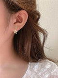 Shein Rhinestone Flower Drop Earrings