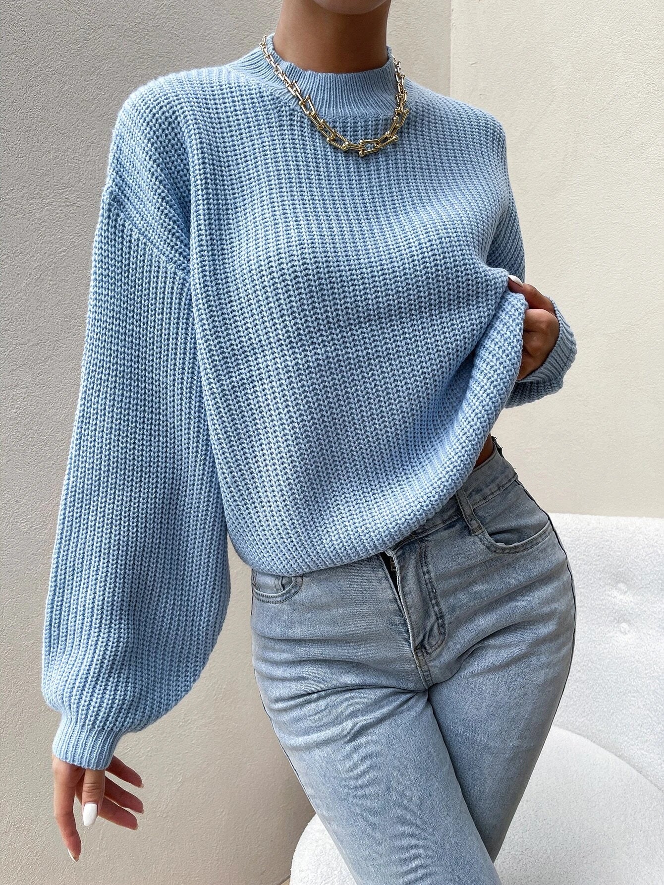 | Shein Mock Neck Drop Shoulder Sweater | Sweater | Shein | OneHub