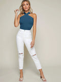 SHEIN BAE Form-Fitting Crisscross Halter Top