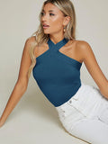 SHEIN BAE Form-Fitting Crisscross Halter Top