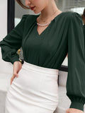 SHEIN Puff Sleeve Solid Blouse