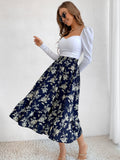 Shein Allover Floral Print Ruffle Hem Skirt
