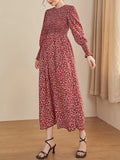 SHEIN Mulvari Ditsy Floral Puff Sleeve Shirred A-line Dress